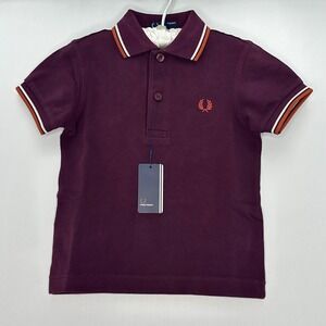 Fred Perry Kids Twin Tipped Polo Mahogany 2/3Y Mod Classic Streetwear Cotton NWT